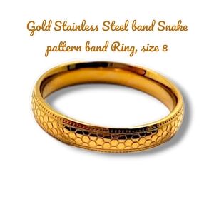 Gold Stainless Steel band Ring , size 8